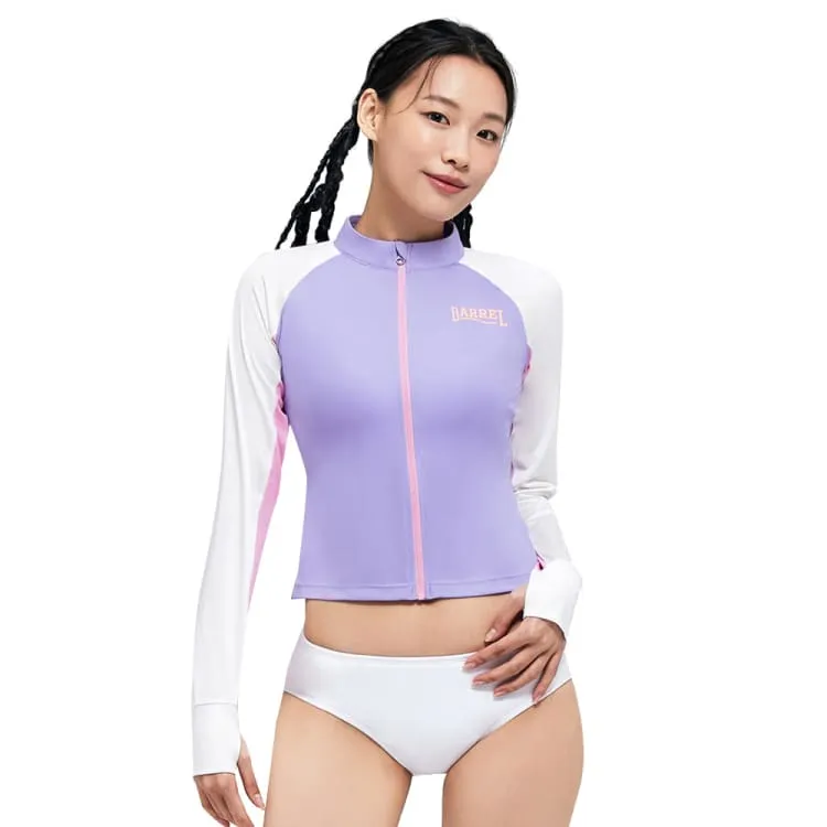 Barrel Women Romantic Crop Zip Up Rashguard-PURPLE