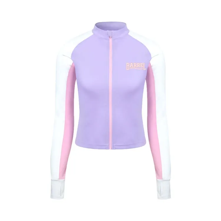 Barrel Women Romantic Crop Zip Up Rashguard-PURPLE