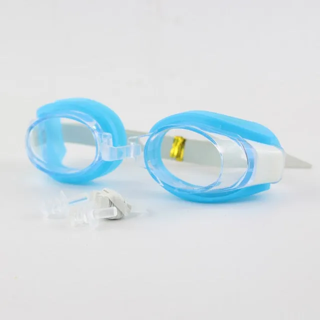 Children Kids Teenagers Adjustable Swimming Goggles Swim Eyewear Eye Glasses Eyeglasses Sports Swimwear w/ Ear Plugs & Nose Clip