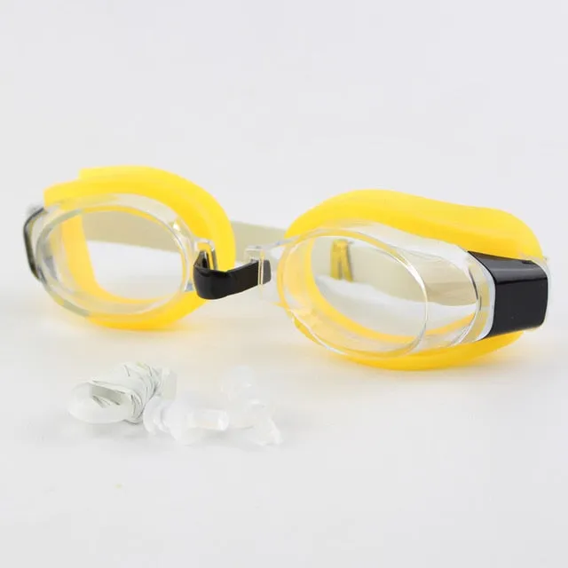 Children Kids Teenagers Adjustable Swimming Goggles Swim Eyewear Eye Glasses Eyeglasses Sports Swimwear w/ Ear Plugs & Nose Clip