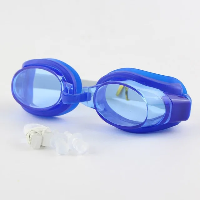 Children Kids Teenagers Adjustable Swimming Goggles Swim Eyewear Eye Glasses Eyeglasses Sports Swimwear w/ Ear Plugs & Nose Clip