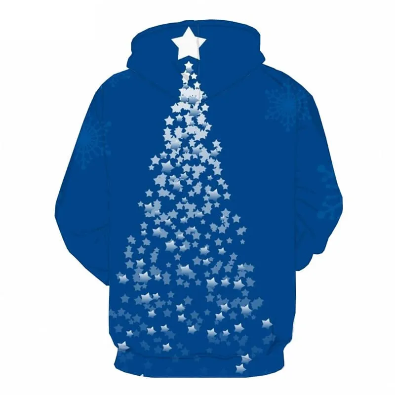 Christmas Sweatshirts men Christmas Tree Hoodie Print Blue 3d Printed New Year Hoody Anime