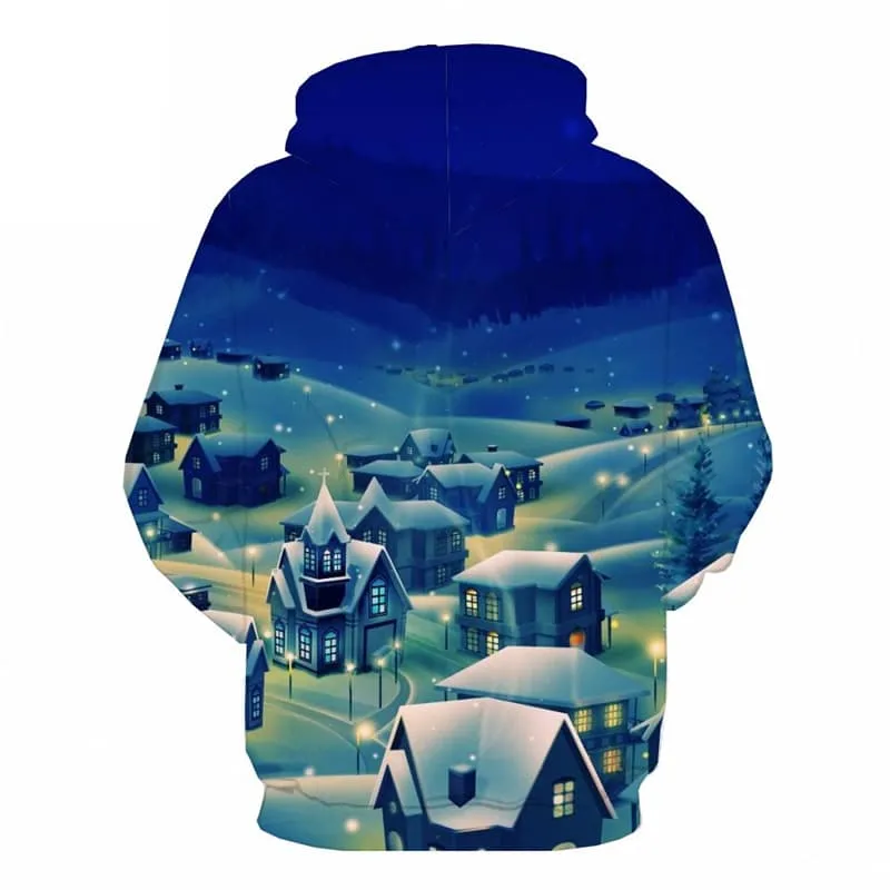 Christmas Sweatshirts men Snow Hooded Casual New Year Sweatshirt Printed Tree 3d Printed