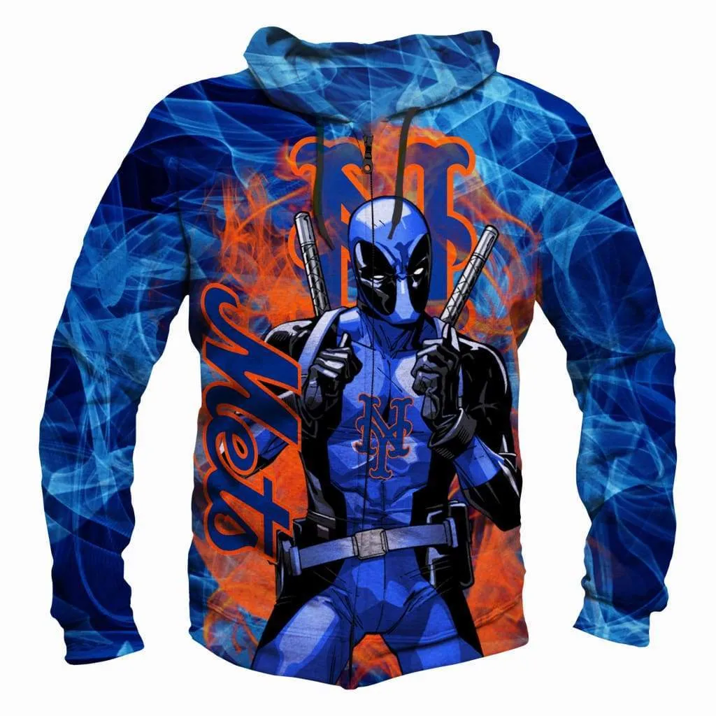 Deadpool New York Mets Hoodies - Pullover Orange Hoodie