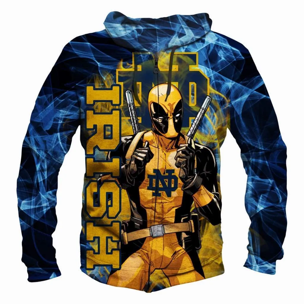 Deadpool Notre Dame Fighting Irish Hoodies - Pullover Yellow Hoodie