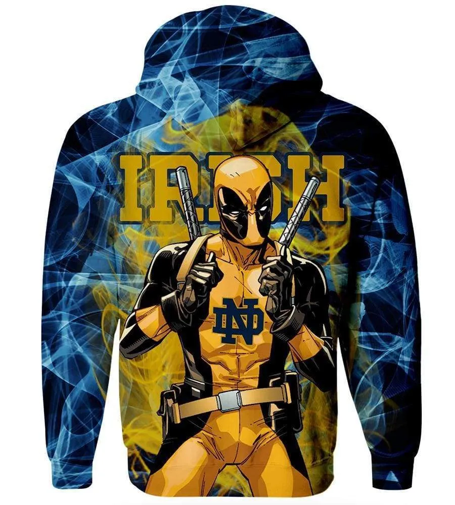 Deadpool Notre Dame Fighting Irish Hoodies - Pullover Yellow Hoodie