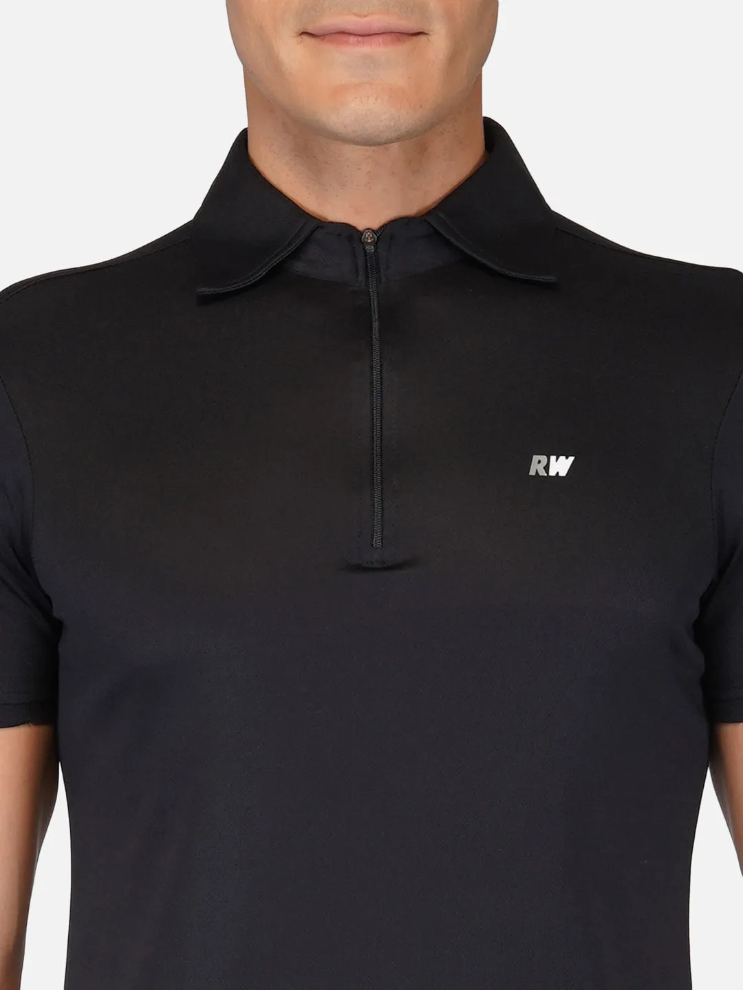 DriDOT Black Zipper Polo T-Shirt RWM2025