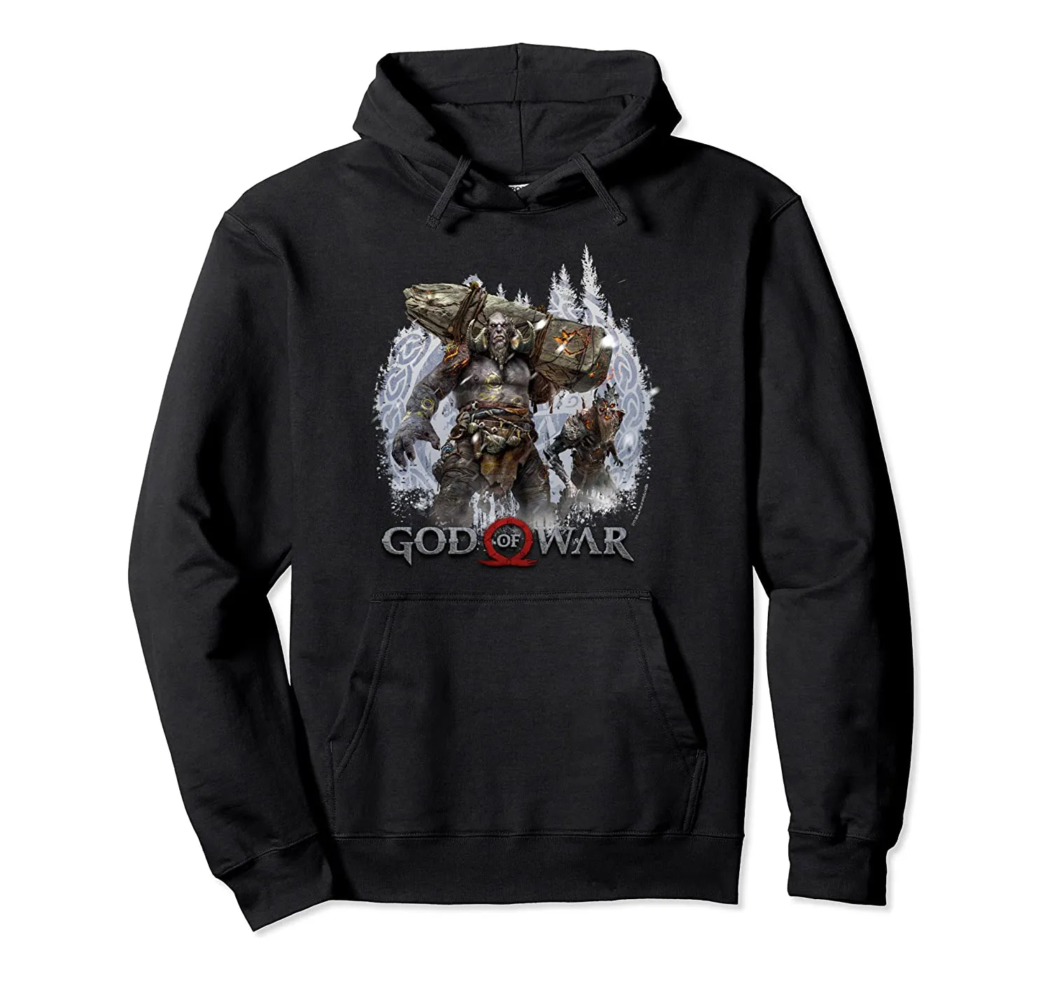 God of War Hoodie - Casual God of War Troll and Drauger Black Hooded Sweatshirt