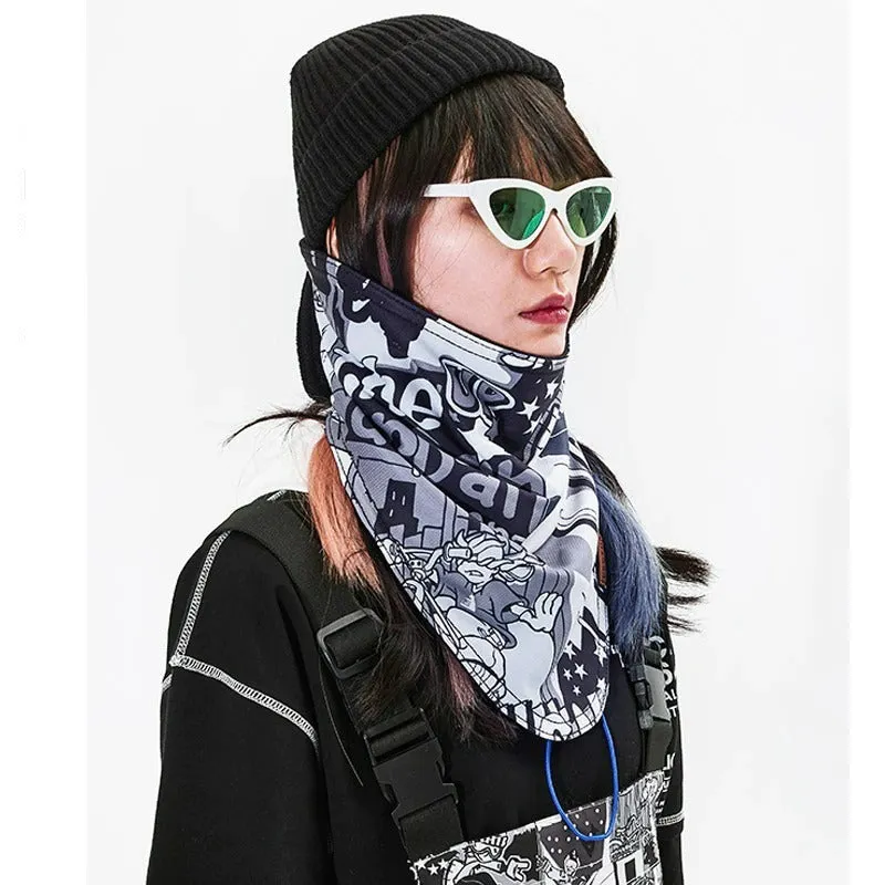 Graphic Printed Triangular Windproof Skiing Scarf