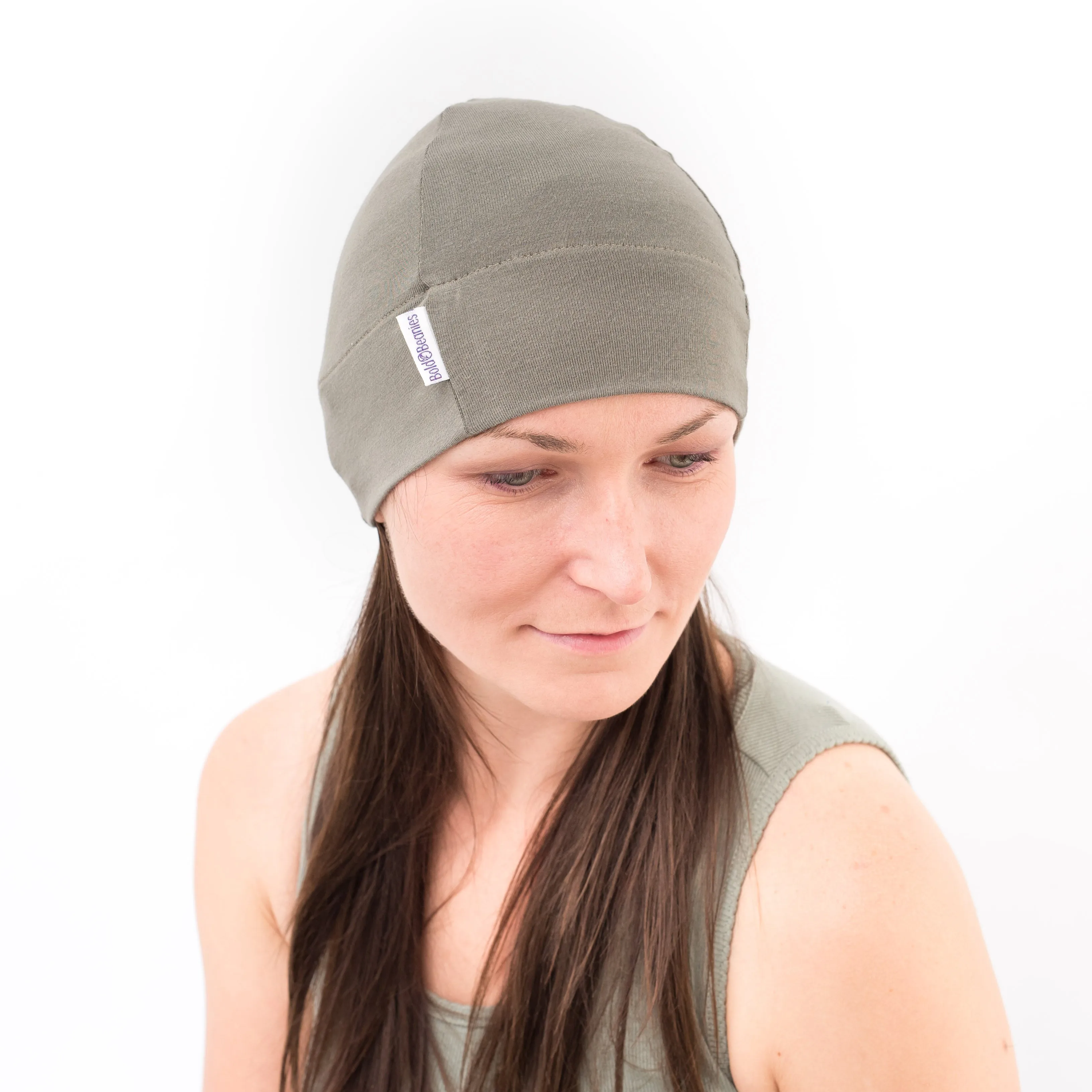 Khaki Women Plain Hair Loss Beanie Hat