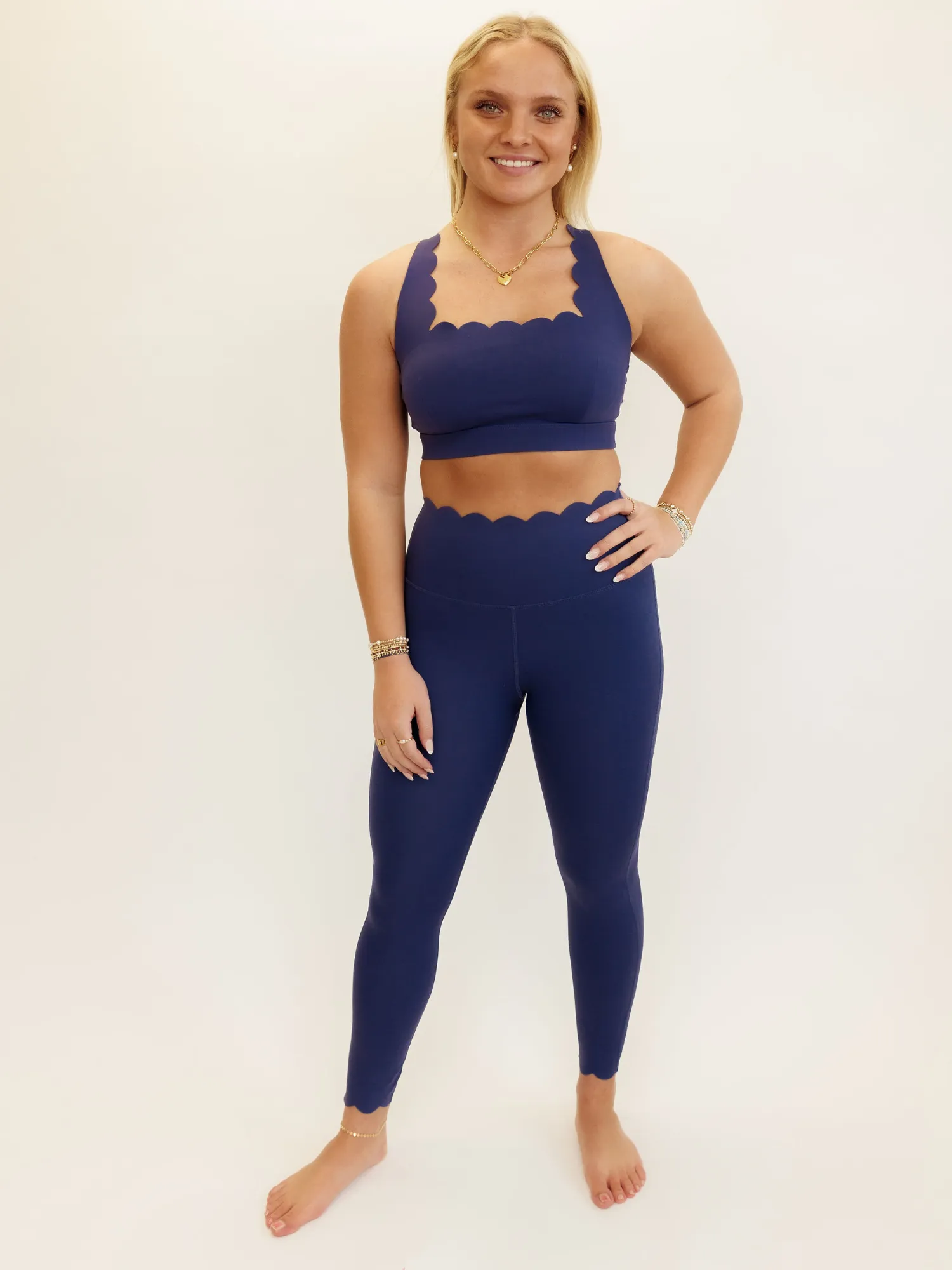 Midnight Blue "Scarlett" Scallop Super High Rise Leggings
