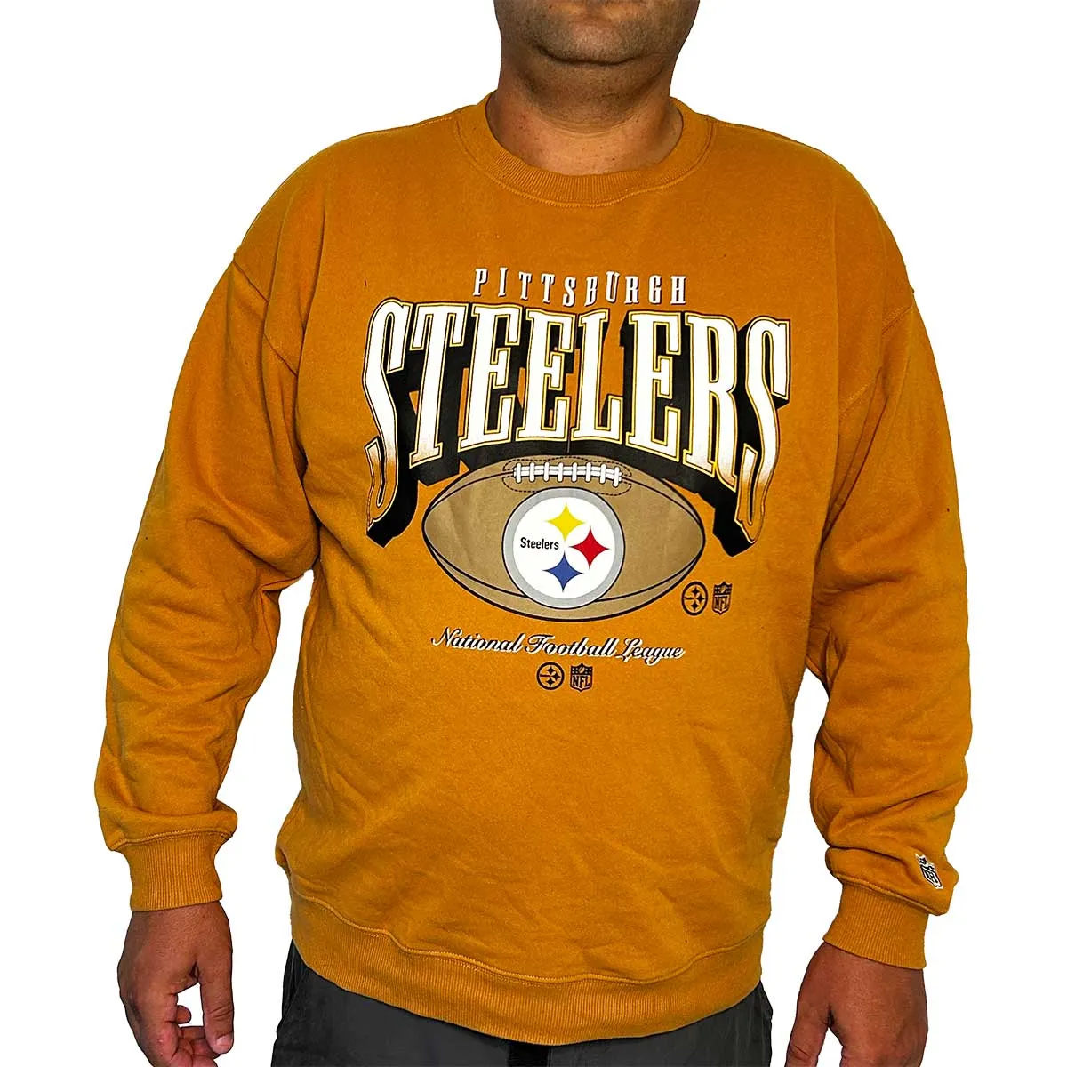 Pittsburgh Steelers Mens Gold Football Logo Sweatshirt
