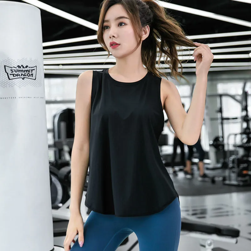 Seamless Sexy Yoga Shirts Loose Solid Color Breathable Loose Fitness Sleeveless Vest Comfortable Sports Running Gym Workout