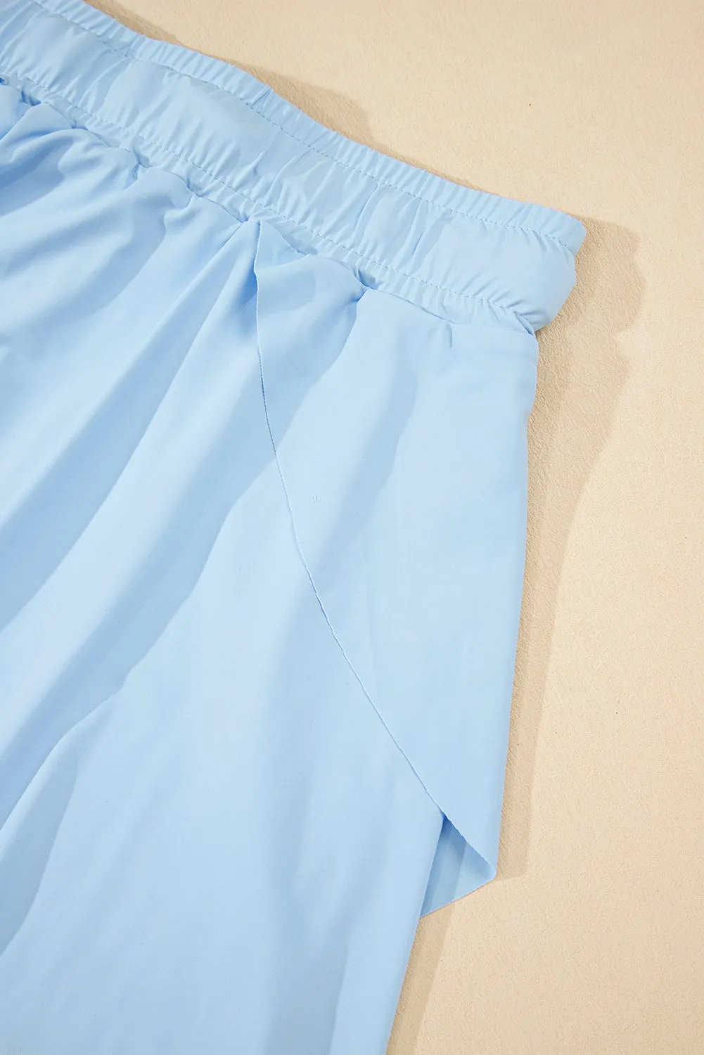 Sky Blue Drawstring High Waist Lined Tennis Skorts