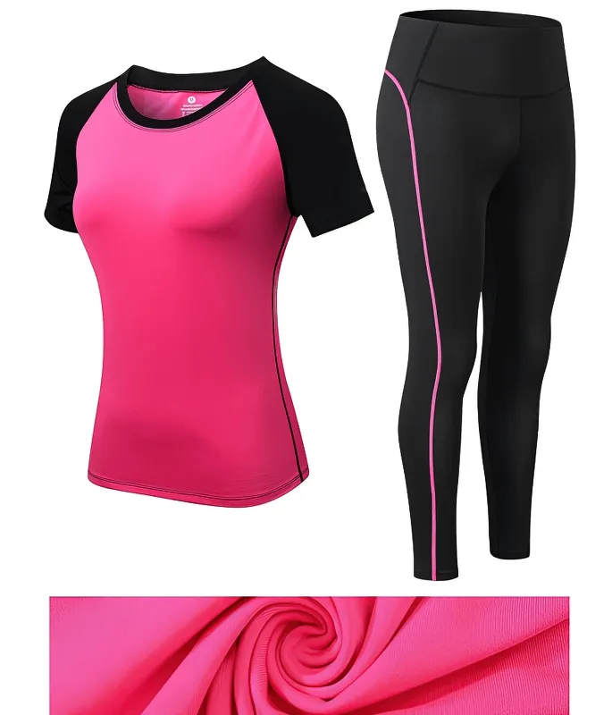 Sports Elastic Women's Short-Sleeve Split Suit for Training - SF1128