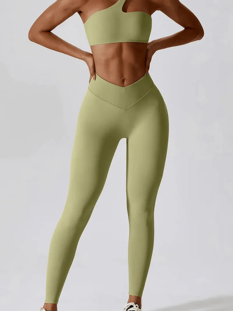 Sports One Shoulder Push-up Bra and Leggings - SF1697